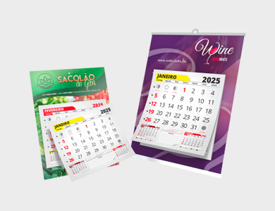 Folhinha com Bloco de Calendário 2026 Couchê 300g Sem Verniz 20x27cm - 4x0 - 50 unid