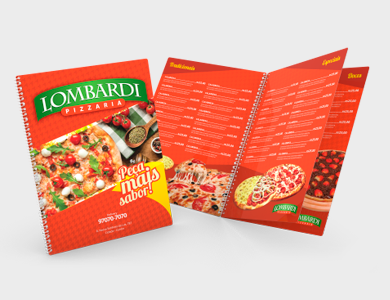 Cardápio Espiral com 12 Páginas em PVC 0,76mm Fosco Frente e Verso 21,5x29cm - 4x4 - 50 unid