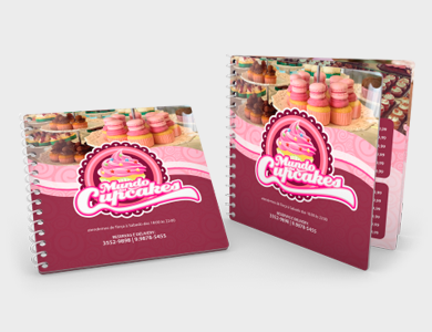 Cardápio Espiral com 6 Páginas em PVC 0,5mm Fosco Frente e Verso 14,4x14,4cm - 4x4 - 10 unid