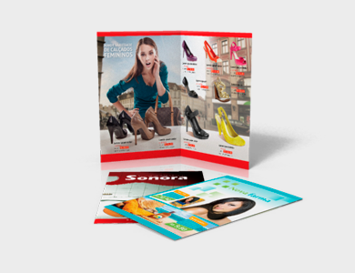 Encarte Supermercado/Loja Couchê 90g Verniz Total Frente e Verso 31x44cm - 4x4 - 10000 unid